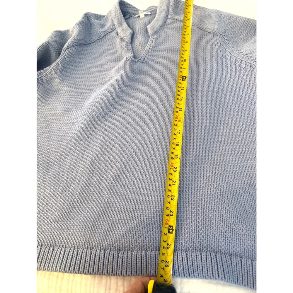 Haven Well Within Light Blue Notch V-Neck Organic Cotton Shaker Knit Sweater XXL - Picture 8 of 9